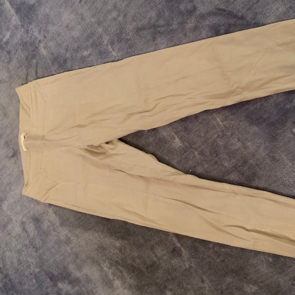 Tan Linen Blend Skinny Pant